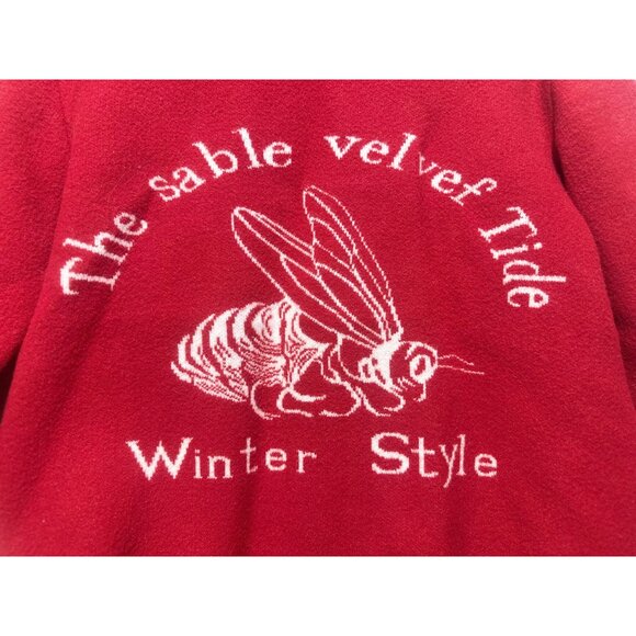 Rare 60s 70s Sweater Hoodie Japanese Style Red Size M/L Handmade Snap Button - Picture 3 of 16